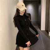 DERMEARNE Fashion Korean Mini Dresses Female Autumn Winter 2024 Sexy Bodycon  Wrap White Short Women's Sweater Knitted One-piece Dress Hit