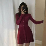 DERMEARNE Fashion Korean Mini Dresses Female Autumn Winter 2024 Sexy Bodycon  Wrap White Short Women's Sweater Knitted One-piece Dress Hit