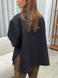DERMEARNE Fashion Lapel Suit Jacket for Women Casual Loose Long Sleeve Office Lady Coat 2025 New Chic Autumn Single Button Oversize Jacket