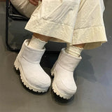 Dermearne Fashion Solid Casual Snow Boots Large Size Platform Ankle Boots Winter Slip-on Short-calf Women Boots Snow Shoes High Quality