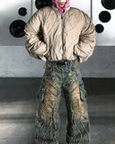 DERMEARNE Fashion Street Vintage Hip-hop Embroidery Stitching Old Baggy Jeans Women Y2K Harajuku Pop Couples High Waist Wide Leg Trousers