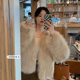 DERMEARNE Faux Fur Coat Womens Clothing 2025 New Fashion Casual Imitation Fox Fur Coat Female  Short Loose Comfortable Winter Jacket