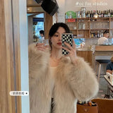 DERMEARNE Faux Fur Coat Womens Clothing 2025 New Fashion Casual Imitation Fox Fur Coat Female  Short Loose Comfortable Winter Jacket