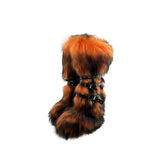 Dermearne Faux Fur Knee-High Boot Round Toe Height Increasing Wild Winter Warmer Belt Buckle Slip-On Fashion Luxury Sexy Women Shoe Newest