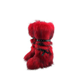 Dermearne Faux Fur Knee-High Boot Round Toe Height Increasing Wild Winter Warmer Belt Buckle Slip-On Fashion Luxury Sexy Women Shoe Newest