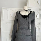 DERMEARNE French Retro Elegant Y2k 3 Piece Sets Women Vintage Solid Long Sleeve Sweater + Lace Casual Vest + Plaid Chic Skirt Autumn 2025