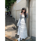 DERMEARNE French Style Round Neck Embroidery Knitted Cardigan Sweater Women's Early Autumn 2025 New Vintage Cable Knit Cropped Jacket Top