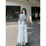 DERMEARNE French Style Round Neck Embroidery Knitted Cardigan Sweater Women's Early Autumn 2025 New Vintage Cable Knit Cropped Jacket Top