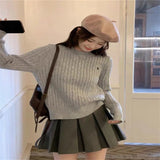 DERMEARNE Fried Dough Twists Embroidery  Round Neck Knitted   Autumn And Winter New Casual Pullover Sweater