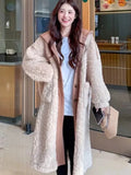 DERMEARNE Fur One Lambswool Coat Women's Fake Two-piece Mid-length New Explosions Autumn and Winter Thickened Warm Coat