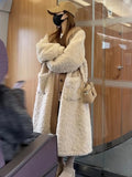 DERMEARNE Fur One Lambswool Coat Women's Fake Two-piece Mid-length New Explosions Autumn and Winter Thickened Warm Coat