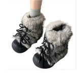 DERMEARNE Fur Women Snow Ankle Boots Flats Platform Warm Shoes Woman Designer Winter New Trend Plush Casual Cozy Sneakers Botas Mujer