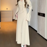 DERMEARNE Gentle and Sexy V-neck Knitted Dress Women's Autumn Winter New Style Temperament Slimming