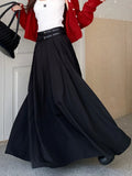DERMEARNE Grey Black Long Skirts Womens Maxi Skirt 2025 Autumn Winter Suit Skirt Goth Lolita High Waist Ruffle Pleated Skirts Double Belts
