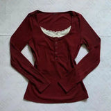 DERMEARNE Grunge Goth Y2k Long sleeve Top Aesthetics Graphic Print Vintage Punk Baby Tee Streetwear Casual Fashion Long sleeve T-shirt EMO