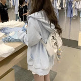 DERMEARNE HOUZHOU Cuteore Sweet Coquette Hoodies Women Y2k Harajuku Kawaii Streetwear Bow Print Oversized Hooded Sweatshirt Soft Girl 2024