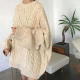 Size 4XL Autumn Winter Knitted Sweater O Neck Long Sleeved Loose Womens Sweater Oversized Warm Female Pullovers