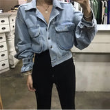 DERMEARNE Autumn Students Chic Denim Casual Feminine BF Style Brief Cowboy Office Lady All-Match Fresh Loose Coat Large Size Tops