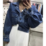 DERMEARNE Autumn Students Chic Denim Casual Feminine BF Style Brief Cowboy Office Lady All-Match Fresh Loose Coat Large Size Tops
