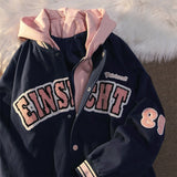 Womens College Coats and Jackets High Street Hip-Hop Baseball Harajuku Street Casual Coat Loose Stitching Varsity Jacket new ins