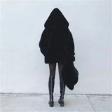 DERMEARNE High Quality Quilted Thick Furry Coat Female Autumn And Winter Lamb Plush Imitation Mink Rex Rabbit Fur Coat Women Hooded Jacket