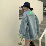 DERMEARNE High Street Fashion Oversized Denim Jacket Women Korean Loose Long Sleeve Button Down Jean Jackets Female 2024 New
