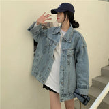 DERMEARNE High Street Fashion Oversized Denim Jacket Women Korean Loose Long Sleeve Button Down Jean Jackets Female 2024 New