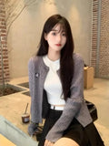 DERMEARNE Hikigawa Chic Korean Fashion Twist Long Sleeve Knitted Cardigans Women Heart Embroidery Sweet Sweater Coats Tops Ropa Mujer
