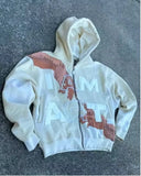 DERMEARNE Hip-hop Trendy Streetwear Y2K Harajuku American Retro Letter Print Zipper Hoodie Men's Punk Casual Colorful Oversized Sweatshirt