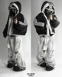 DERMEARNE Hip hop trend Harajuku striped loose zipper coat Warm cotton-padded jacket New Street fashion personality men winter jacket