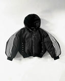 DERMEARNE Hip hop trend Harajuku striped loose zipper coat Warm cotton-padded jacket New Street fashion personality men winter jacket