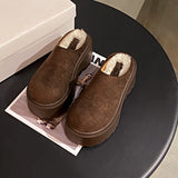 DERMEARNE House Slippers Platform Butterfly-Knot Shoes Woman 2025 Winter Footwear Fur Flip Flops Cover Toe Pantofle Soft Plush New Slides