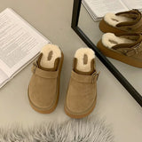 DERMEARNE House Slippers Platform Butterfly-Knot Shoes Woman 2025 Winter Footwear Fur Flip Flops Cover Toe Pantofle Soft Plush New Slides