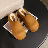 DERMEARNE House Slippers Platform Butterfly-Knot Shoes Woman 2025 Winter Footwear Fur Flip Flops Cover Toe Pantofle Soft Plush New Slides