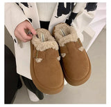 DERMEARNE House Slippers Platform Butterfly-Knot Shoes Woman 2025 Winter Footwear Fur Flip Flops Cover Toe Pantofle Soft Plush New Slides