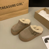 DERMEARNE House Slippers Platform Butterfly-Knot Shoes Woman 2025 Winter Footwear Fur Flip Flops Cover Toe Pantofle Soft Plush New Slides