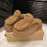 DERMEARNE House Slippers Platform Butterfly-Knot Shoes Woman 2025 Winter Footwear Fur Flip Flops Cover Toe Pantofle Soft Plush New Slides