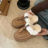 DERMEARNE House Slippers Platform Butterfly-Knot Shoes Woman 2025 Winter Footwear Fur Flip Flops Cover Toe Pantofle Soft Plush New Slides