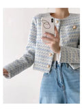 DERMEARNE ITOOLIN Autumn Winter Women Elegant  Tweed Cardigan Short Coat With Pocket Single Breasted Jacket For Women Loose Outwear 2025