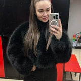 DERMEARNE Iconic Street Fashion Week Luxury Brand Gardient Cropped Faux Fur Coat Women Winter 2025 Hot Cool Girls Fluffy Short Fur Jacket