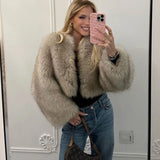 DERMEARNE Iconic Street Fashion Week Luxury Brand Gardient Cropped Faux Fur Coat Women Winter 2025 Hot Cool Girls Fluffy Short Fur Jacket