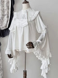 DERMEARNE Japanese Blusas Mujer De Moda Lolita Blouse Women Ruffle Sleeve Harajuku Tops Sweet Gothic Y2k Aesthetic Vintage Cosplay Shirts