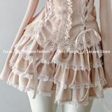 DERMEARNE Japanese Kawaii Pink 2 Piece Sets Women Off Shoulder Sweater + Cake Skirt Autumn Winter Y2k Style Aesthetic Fairy Vintage Suit