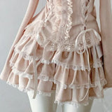 DERMEARNE Japanese Kawaii Pink 2 Piece Sets Women Off Shoulder Sweater + Cake Skirt Autumn Winter Y2k Style Aesthetic Fairy Vintage Suit