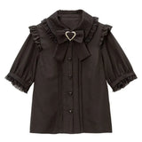 DERMEARNE Kawaii Womens Shirts Lolita Y2K Cute Japanese Style Blouse Elegant Long Sleeve Sweet Tops Casual Office Ladies Aesthetic Shirt