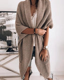 DERMEARNE Khaki Cardigans Loose Women Open Front Pocket Cardigan Lazy Fashion Longline 2025 Winter Autumn Casual Solid Sweater Streetwear