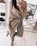 DERMEARNE Khaki Cardigans Loose Women Open Front Pocket Cardigan Lazy Fashion Longline 2025 Winter Autumn Casual Solid Sweater Streetwear