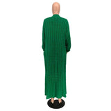 DERMEARNE Knitted Coat Ribbed Cuffs Long Sleeve Pockets Open Stitch Sweater Coat Autumn Winter Casual Maxi Slim Cardigan Sweater