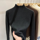 DERMEARNE Knitted Sweater Korean Style Clothes Ladies' Undergarments A Sweater Top Woman Clothes White Sweater Turtlenecks Pullovers