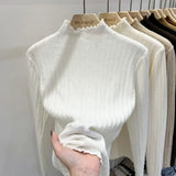 DERMEARNE Knitted Sweater Korean Style Clothes Ladies' Undergarments A Sweater Top Woman Clothes White Sweater Turtlenecks Pullovers
